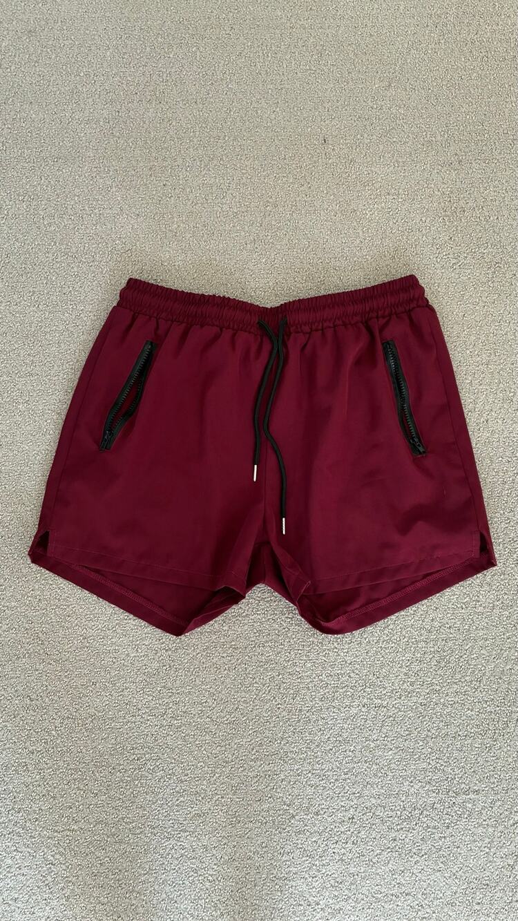 COOFANDY Men's Quick Dry Swim Trunks. Red/Maroon Large No Liner.